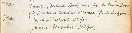 Auszug aus dem Taufregister 1743