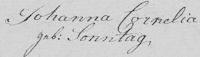Unterschrift Johanna Cornelia de Boor